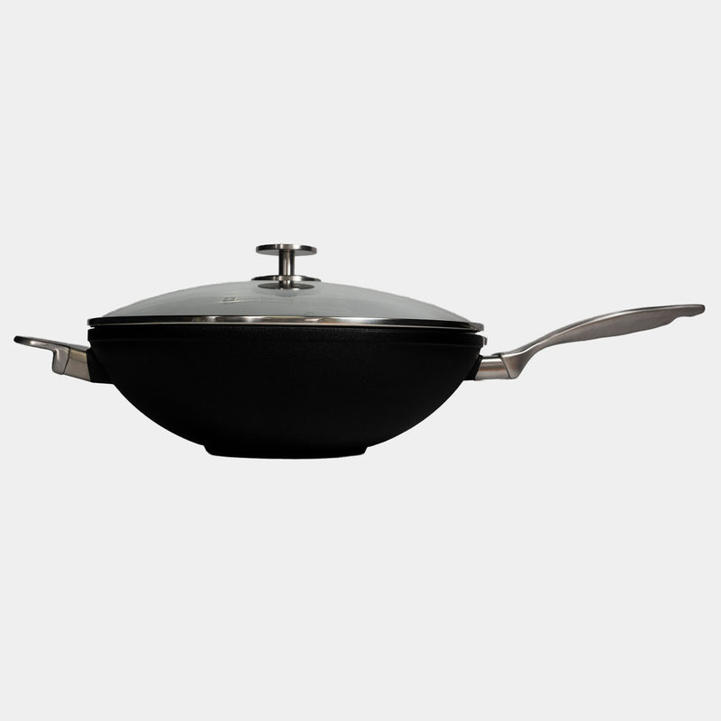 CXD Induction 32x9.5cm 5L wok with glass vented lid