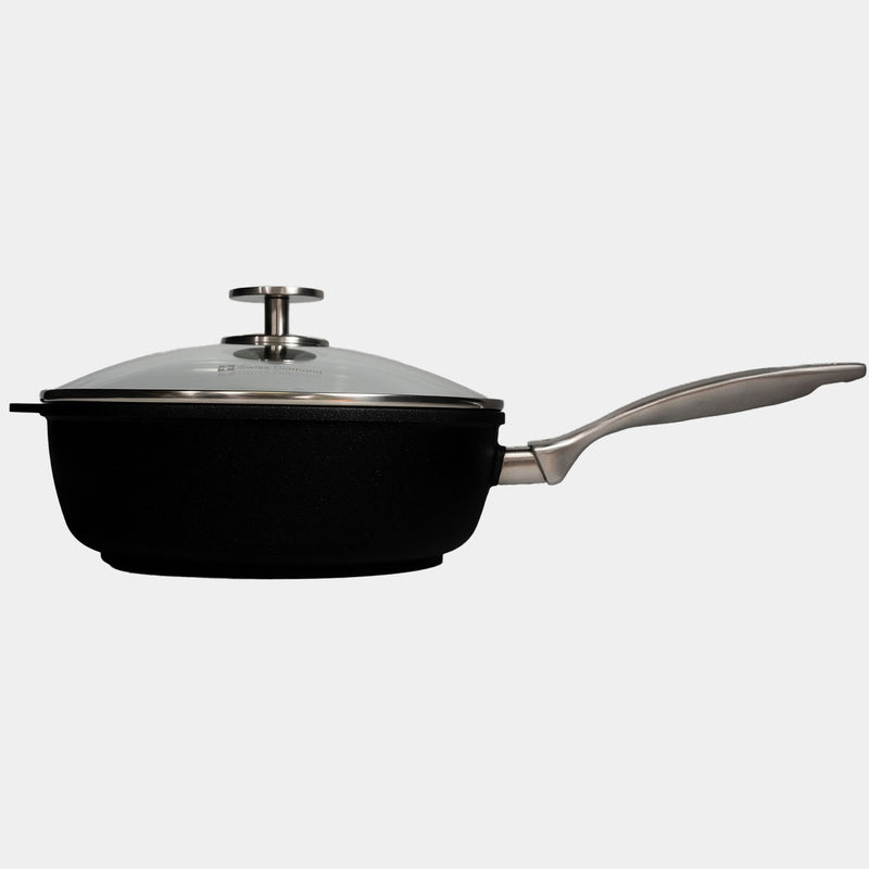 CXD Induction 24x7.5cm 3L deep saute pan with glass vented lid